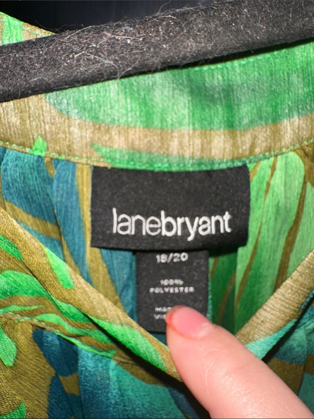 Lane Bryant Green & Teal Tropical Print Peasant Blouse View 4